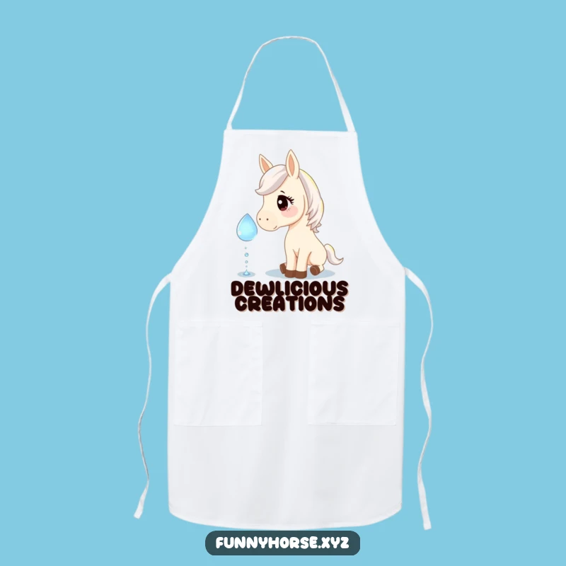Funny Horse Dewdrop Apron: Cook with Sparkling Charm and Humorous Flair!