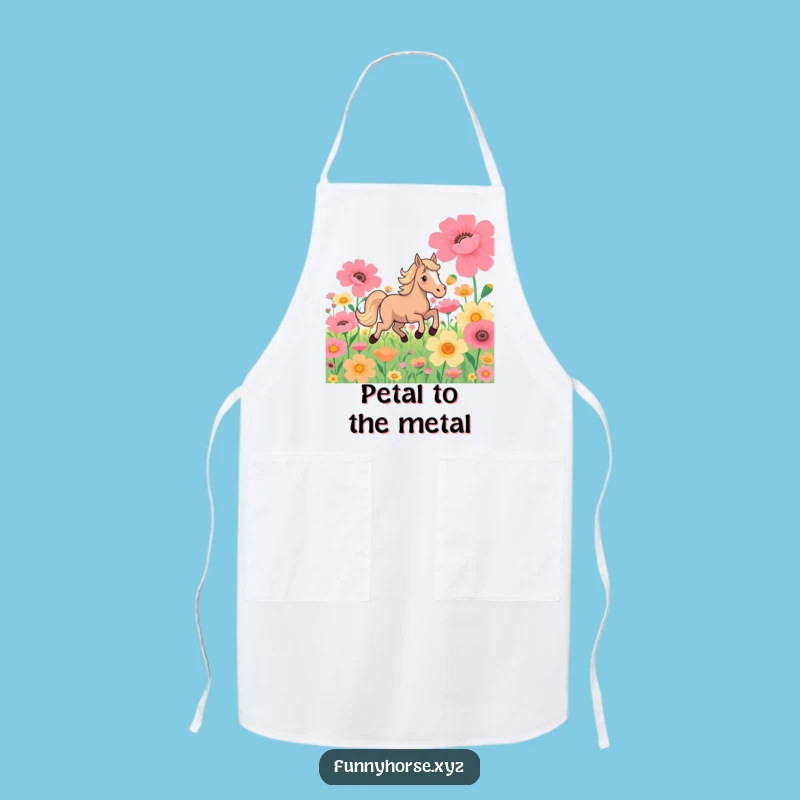 Funny Horse Flower Gallop Apron: Kitchen Equine Humor Gift