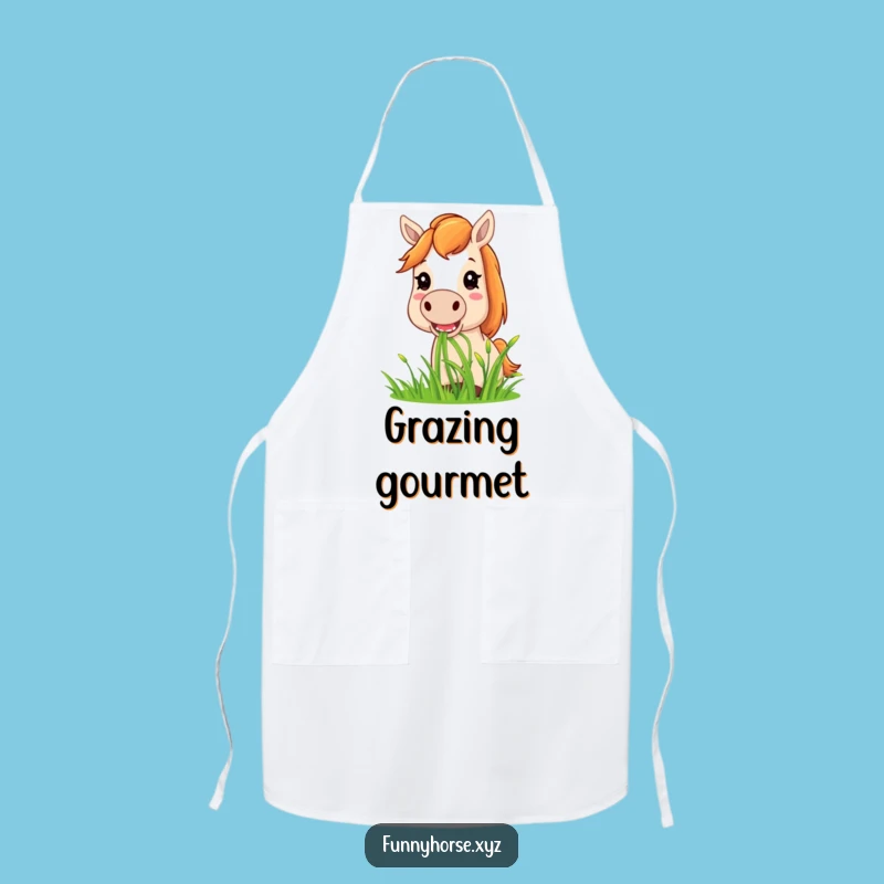Funny Horse Grass Munching Apron - Kitchen Humor & Perfect Cooking Gift