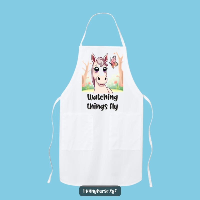 Funny Surprised Horse Butterfly Apron - Kitchen Nature & Perfect Gift