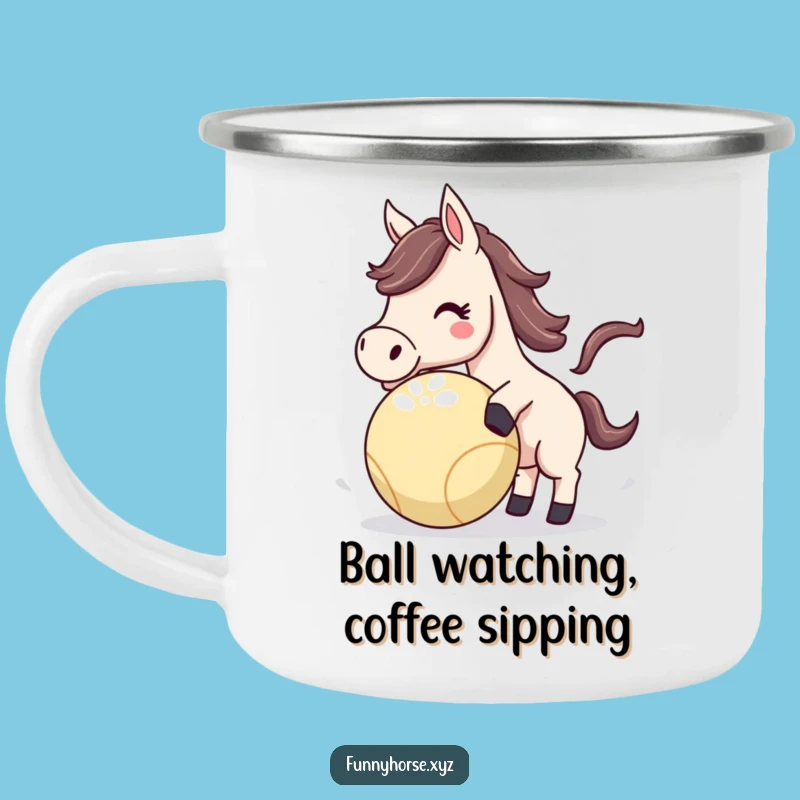 Funny Horse Ball Camping Mug: Playful Sips Outdoors, Humorous Gift!