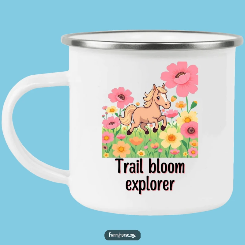 Funny Horse Flower Gallop Camping Mug: Outdoor Equine Humor Gift