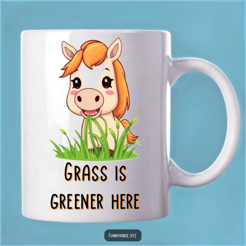 Funny Horse Grass Munching Mug - The Perfect Humorous Gift for Horse Lovers