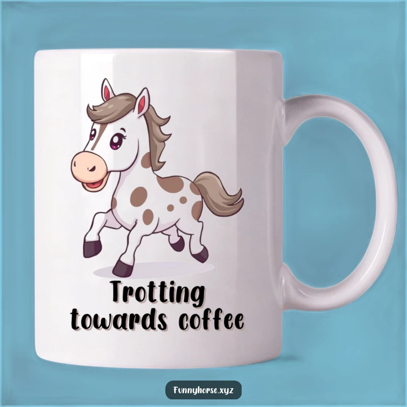 Funny Spotted Horse Mug - Determined Trot, Energetic Humor Gift!