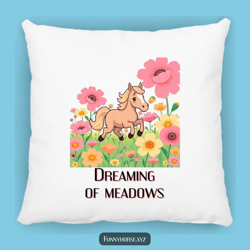 Funny Horse Flower Gallop Pillow: Soft Equine Comfort Gift