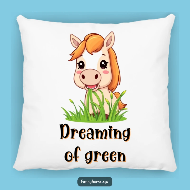Funny Horse Grass Munching Pillow - Cozy Comfort & Humorous Gift Accent