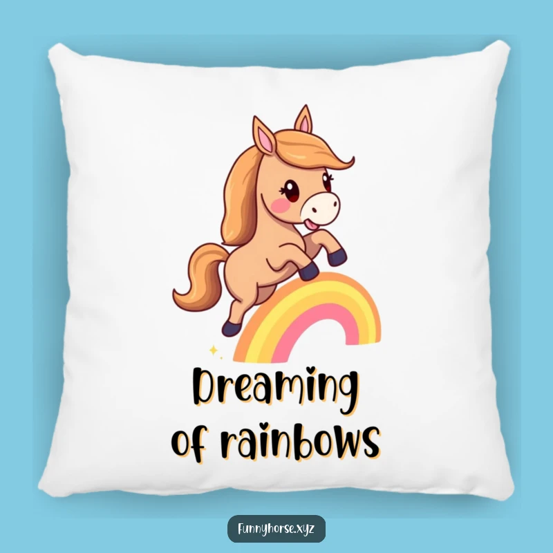 Funny Horse Rainbow Leap Pillow: Soft Magical Comfort Gift