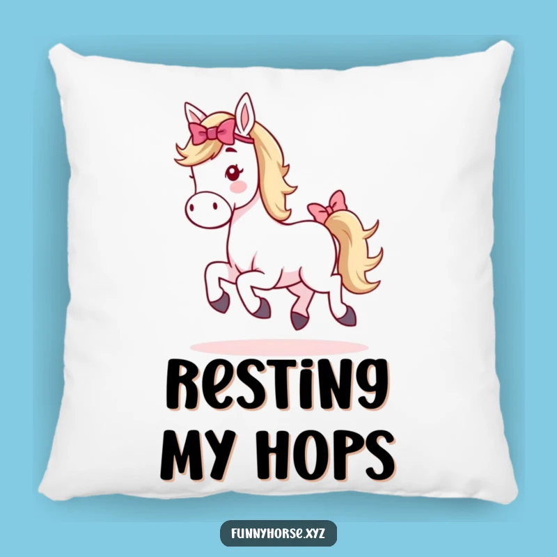 Funny Whimsical Horse Hop Pillow - Cozy Comfort with Playful Horse Humor Gift