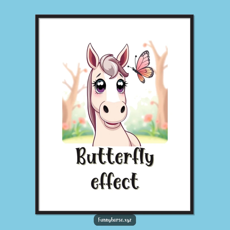 Funny Surprised Horse Butterfly Digital Art - Instant Wonder & Perfect Gift