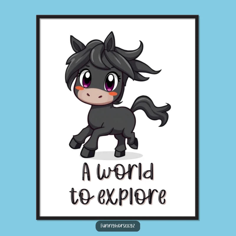 Funny Curious Horse Digital Art - Excitement Print, Hilarious Decor Gift!