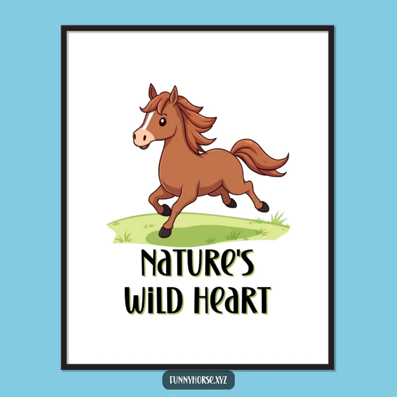 Funny Proud Horse Digital Art - Galloping Freedom Print, Hilarious Gift!