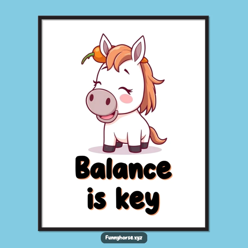 Funny Giggling Horse Carrot Poster - Wall Art & Hilarious Equestrian Gift