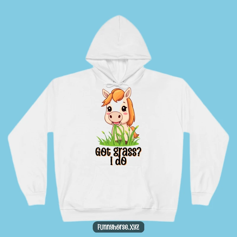 Funny Horse Grass Munching Hoodie - Cozy Humor for Horse Fans & Perfect Gift