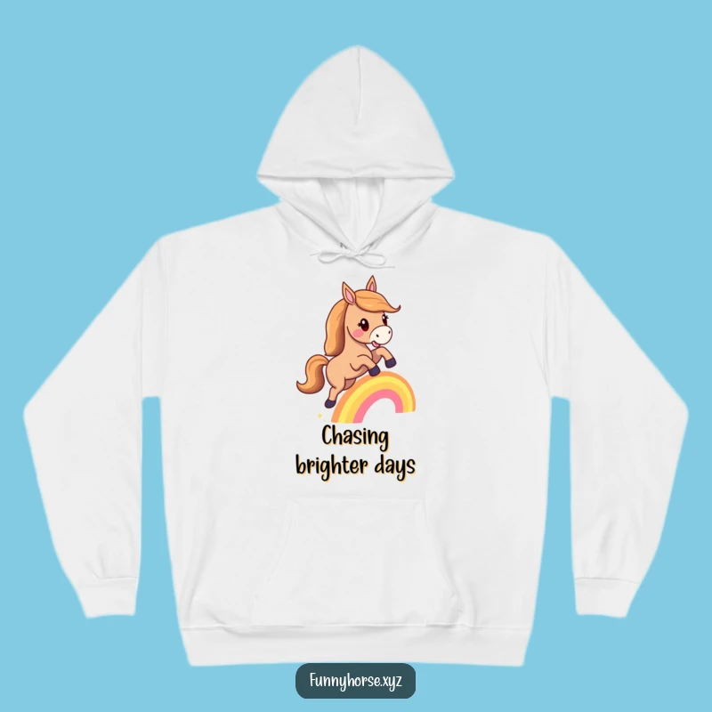 Funny Horse Rainbow Leap Hoodie: Cozy Magical Equine Comfort Gift