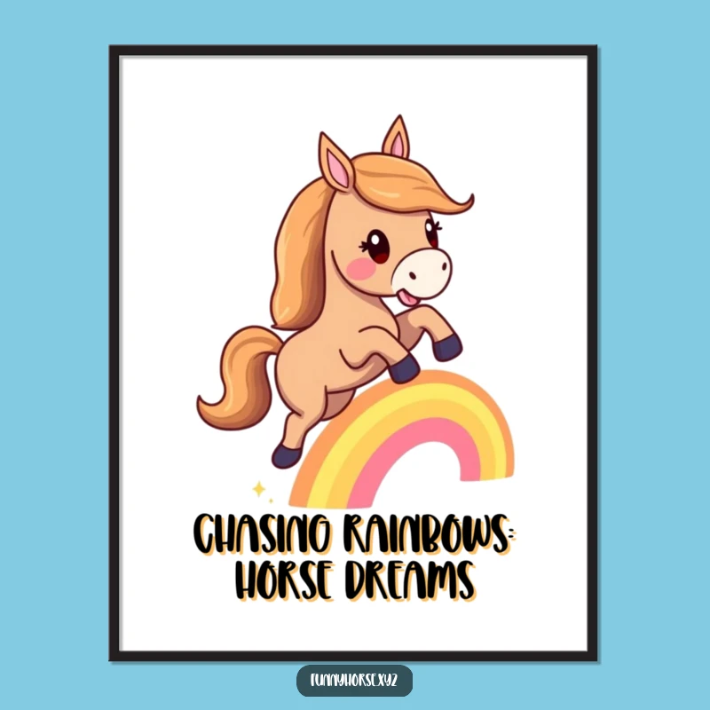 Free Printable Horse Wall Art: Rainbow Leap Humorous Downloadable Decor