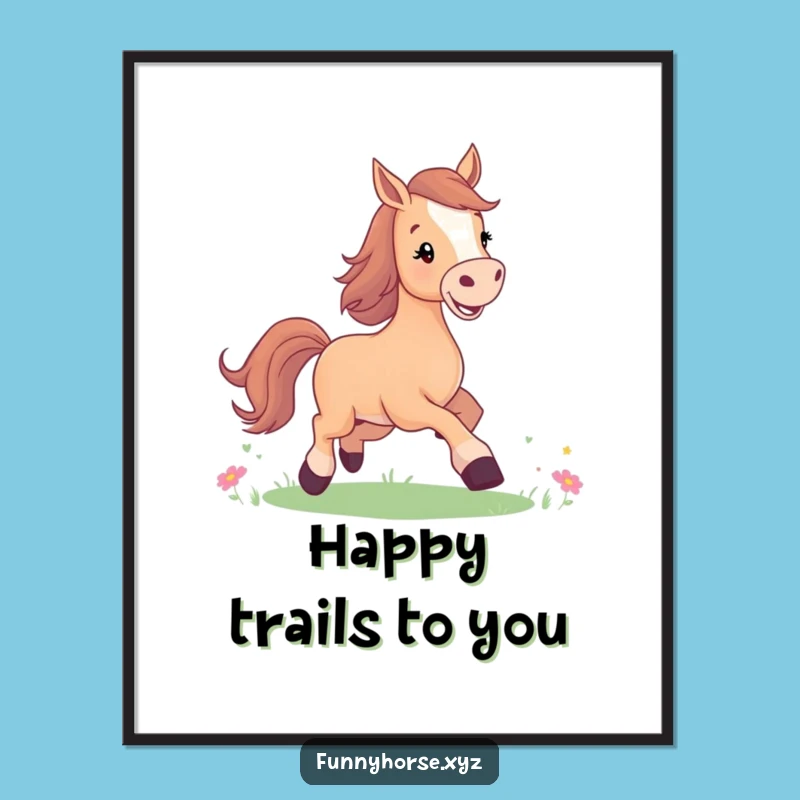 Free Printable Horse Art: Joyful Meadow Prance Funny Downloadable Wall Decor