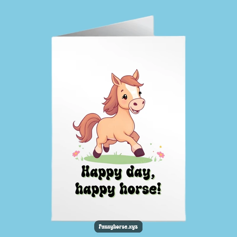 Free Printable Horse Card: Joyful Prance Funny Birthday Downloadable Gift for Smiles