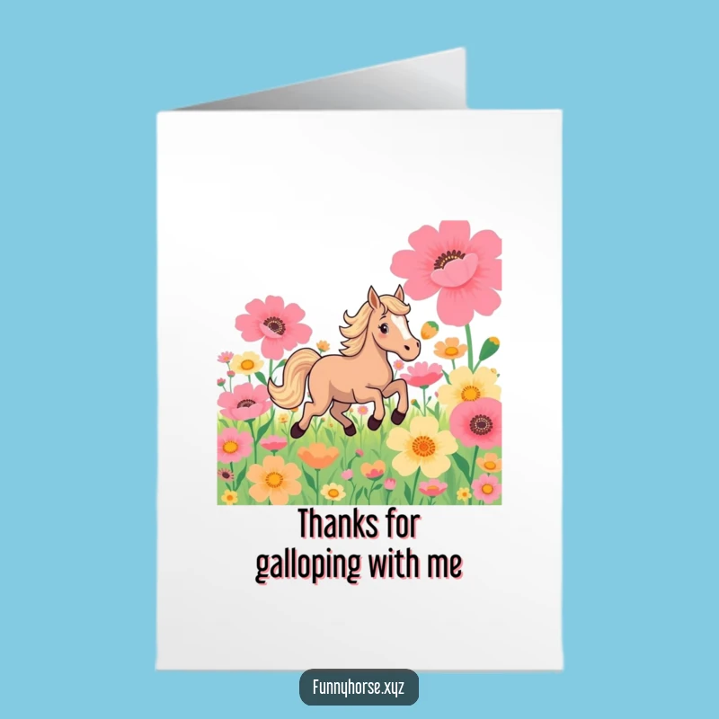 Free Printable Horse Thank You Card: Flower Gallop Gratitude Downloadable