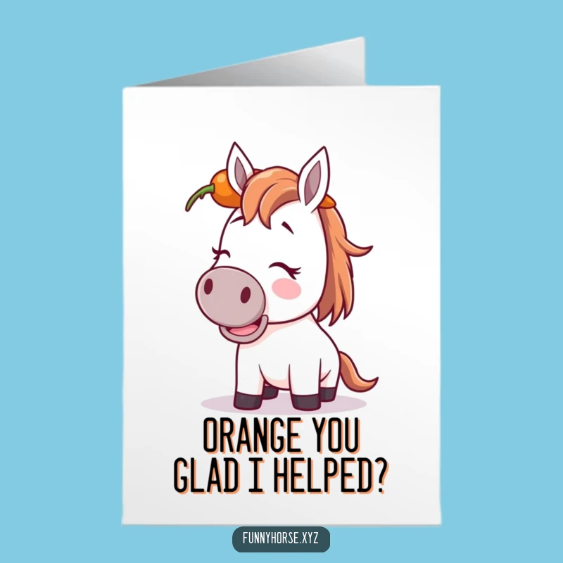 Free Printable Thank You Card: Giggling Horse Carrot Balance, Downloadable Gratitude