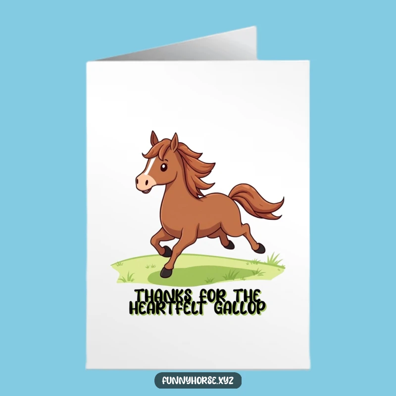 Free Printable Thank You Card: Horse's Graceful Gallop - Humorous Downloadable Gift of Gratitude
