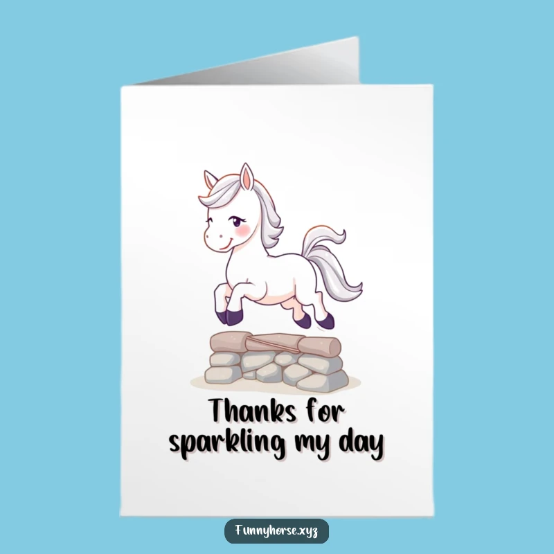 Free Printable Thank You Card: Horse's Joyful Leap - Humorous Downloadable Gift of Appreciation