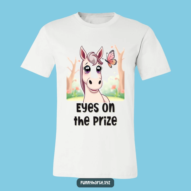 Funny Surprised Horse Butterfly T-Shirt - Nature's Humor & Perfect Gift