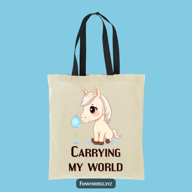 Funny Horse Dewdrop Tote Bag: Carry Your Essentials with Sparkling Humor!