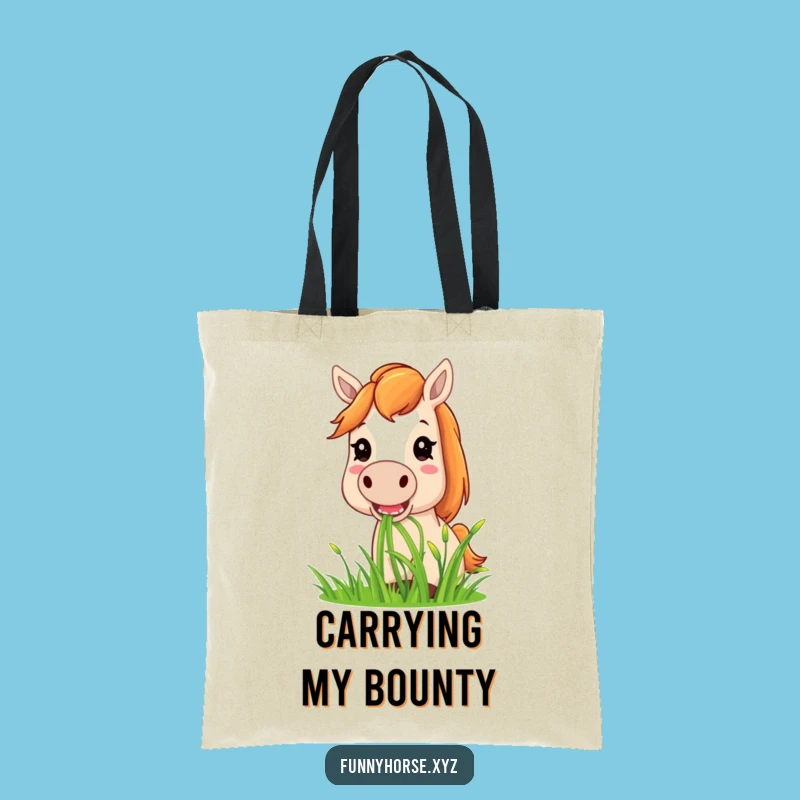 Funny Horse Grass Munching Tote Bag - Carry Your Humor & Essentials Gift
