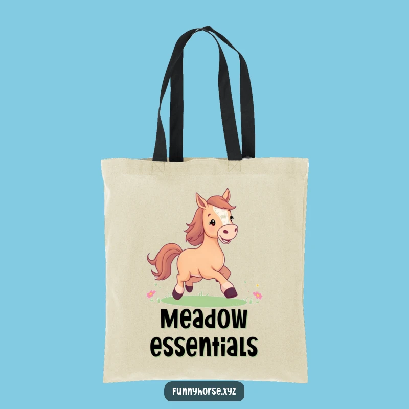 Funny Horse Meadow Tote Bag: Carry Happiness with Humorous Style!