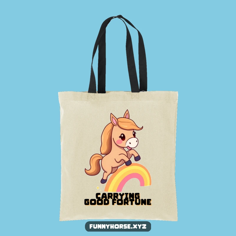 Funny Horse Rainbow Leap Tote Bag: Chic Magical Carryall