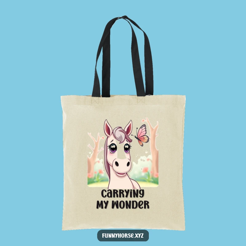 Funny Surprised Horse Butterfly Tote Bag - Carry Your Wonder & Perfect Gift